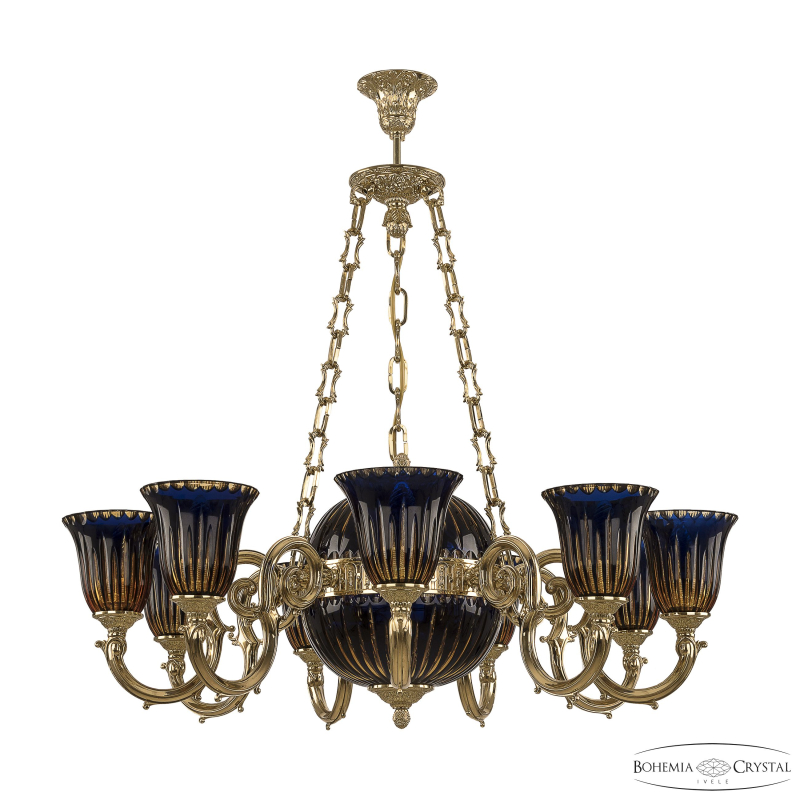Подвесная люстра Bohemia Ivele Crystal Verona 72003P/9/210 G P2 U Amber-Blue/H-1K
