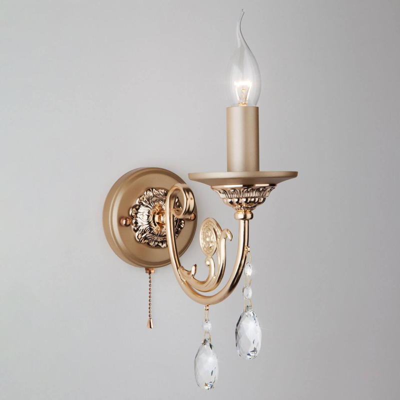 Бра Eurosvet Cappella 10079/1 золото/прозрачный хрусталь Strotskis