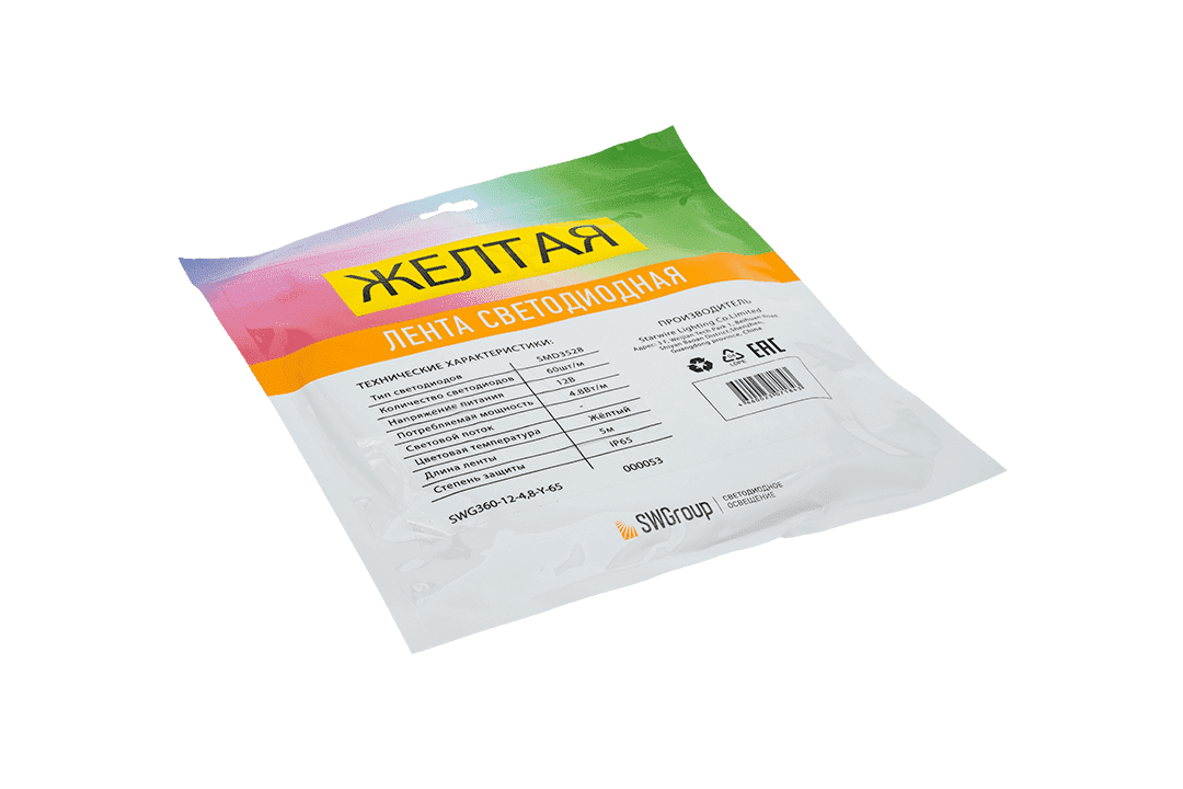 Светодиодная лента SWG SWG360-12-4.8-Y-65 000053