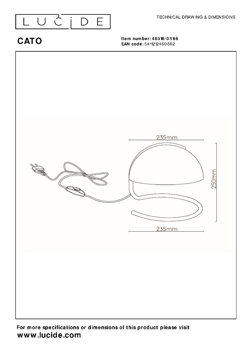 Настольная лампа Lucide Cato 46516/01/66