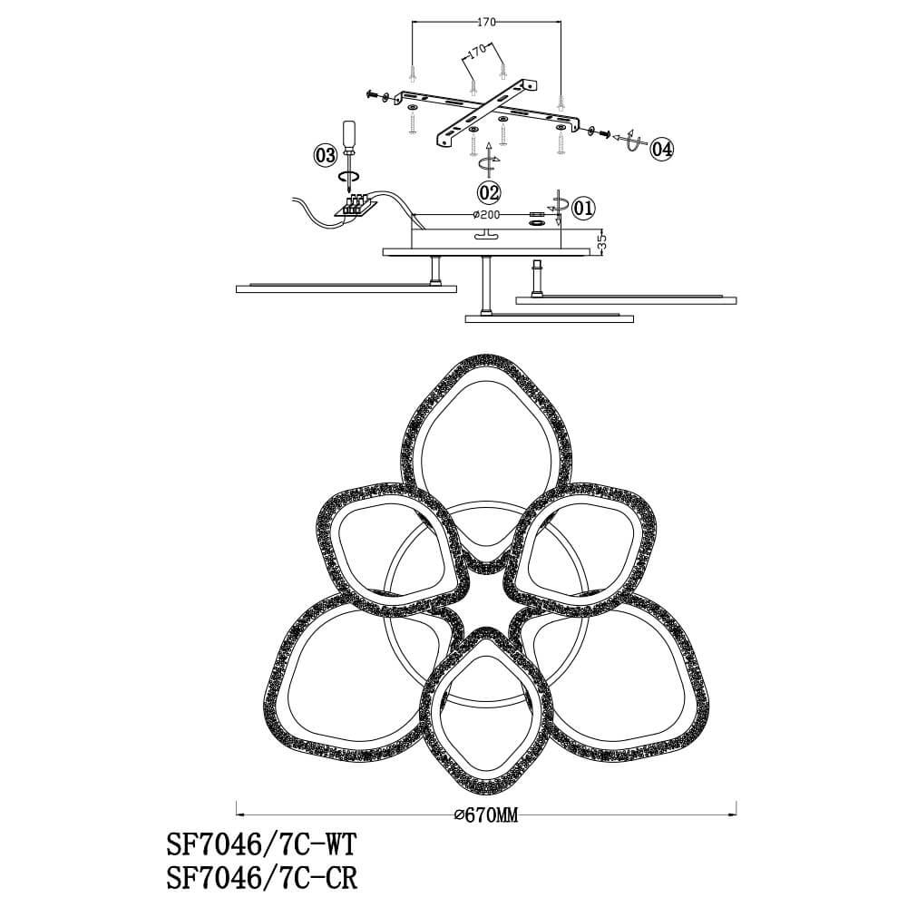 Потолочная светодиодная люстра Seven Fires Roddi SF7046/7C-CR