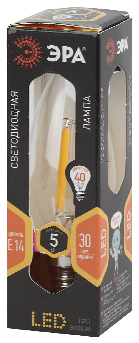 Лампа светодиодная Эра E14 5W 2700K F-LED B35-5W-827-E14 Б0043435