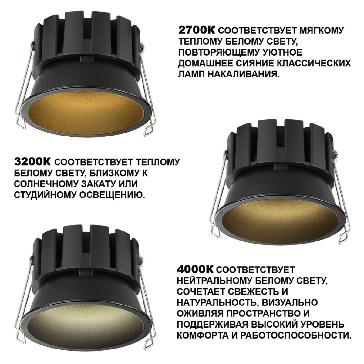 Встраиваемый светильник с переключателем цветовой температуры и угла рассеивания Novotech Wir Solis 359860