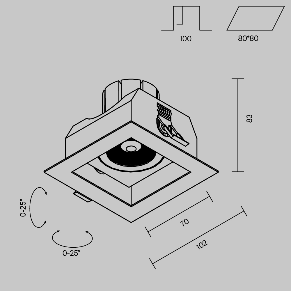 Встраиваемый светильник Maytoni Technical Metal Modern DL008-12W2.7-3-4K-W