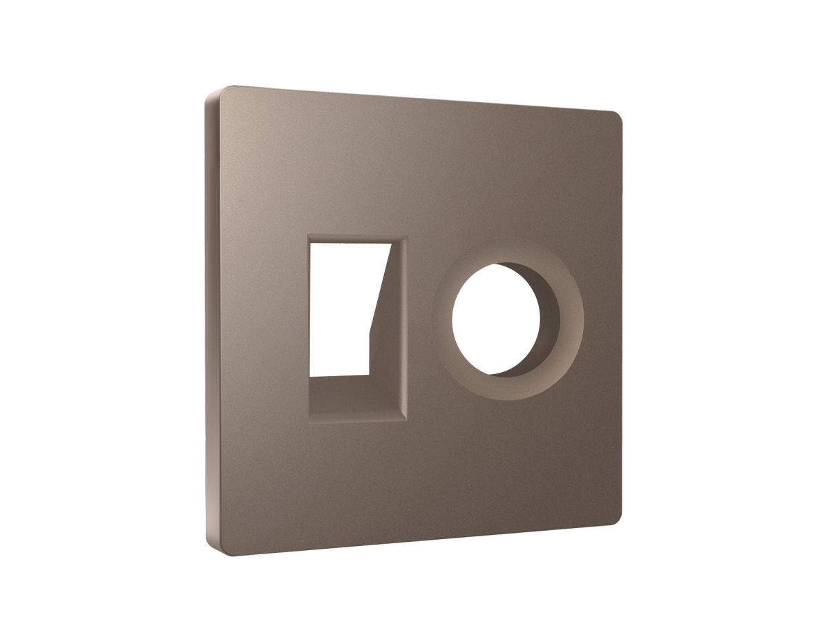 Лицевая панель Alfa (Темная бронза матовый) для компьютерной/телефонной + TV розетки RJ-45/RJ-11 Quant Ambrella Volt AP6425