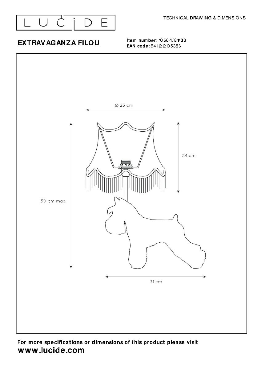 Настольная лампа Lucide Extravaganza Filou 10504/81/30