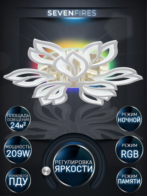 Потолочная люстра Seven Fires Lorand SF5027/9C-WT-GD-RGB