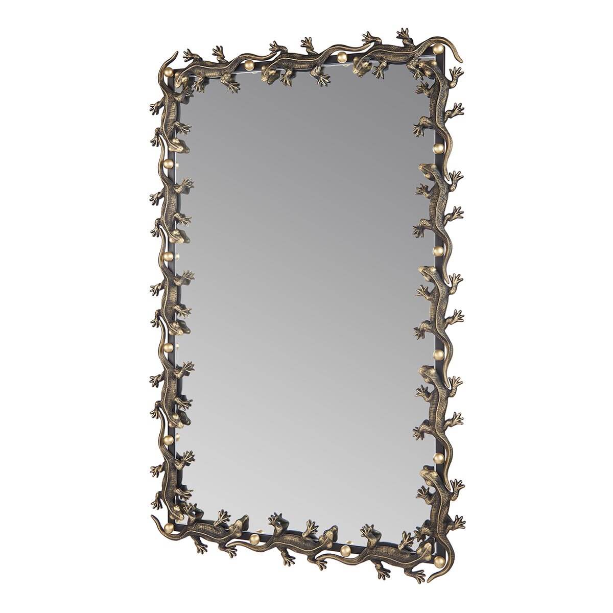 Зеркало Runden Ящерицы патина/золото прямоугольное V20011