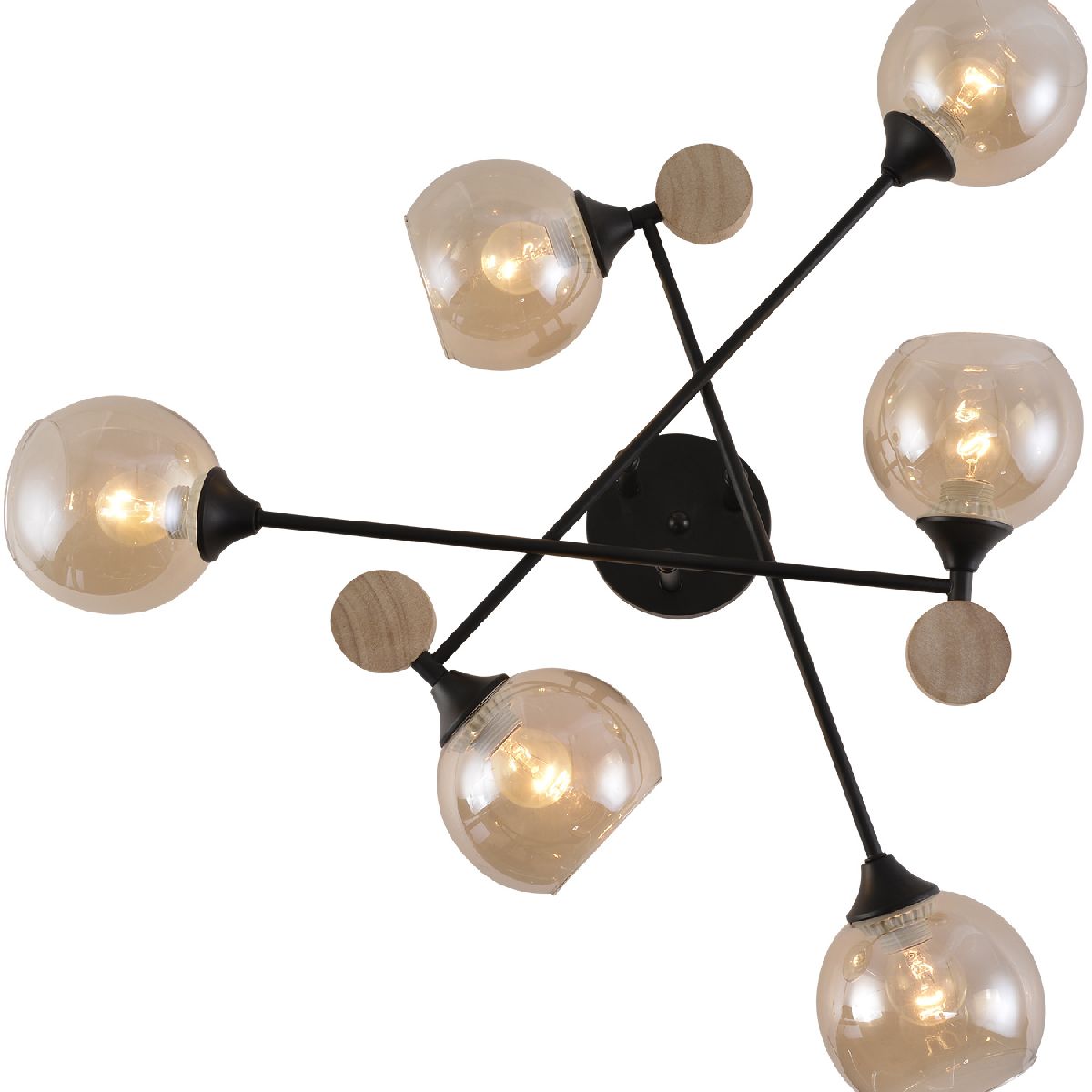 Потолочная люстра Reluce 01491-0.3-06 BK+WOOD