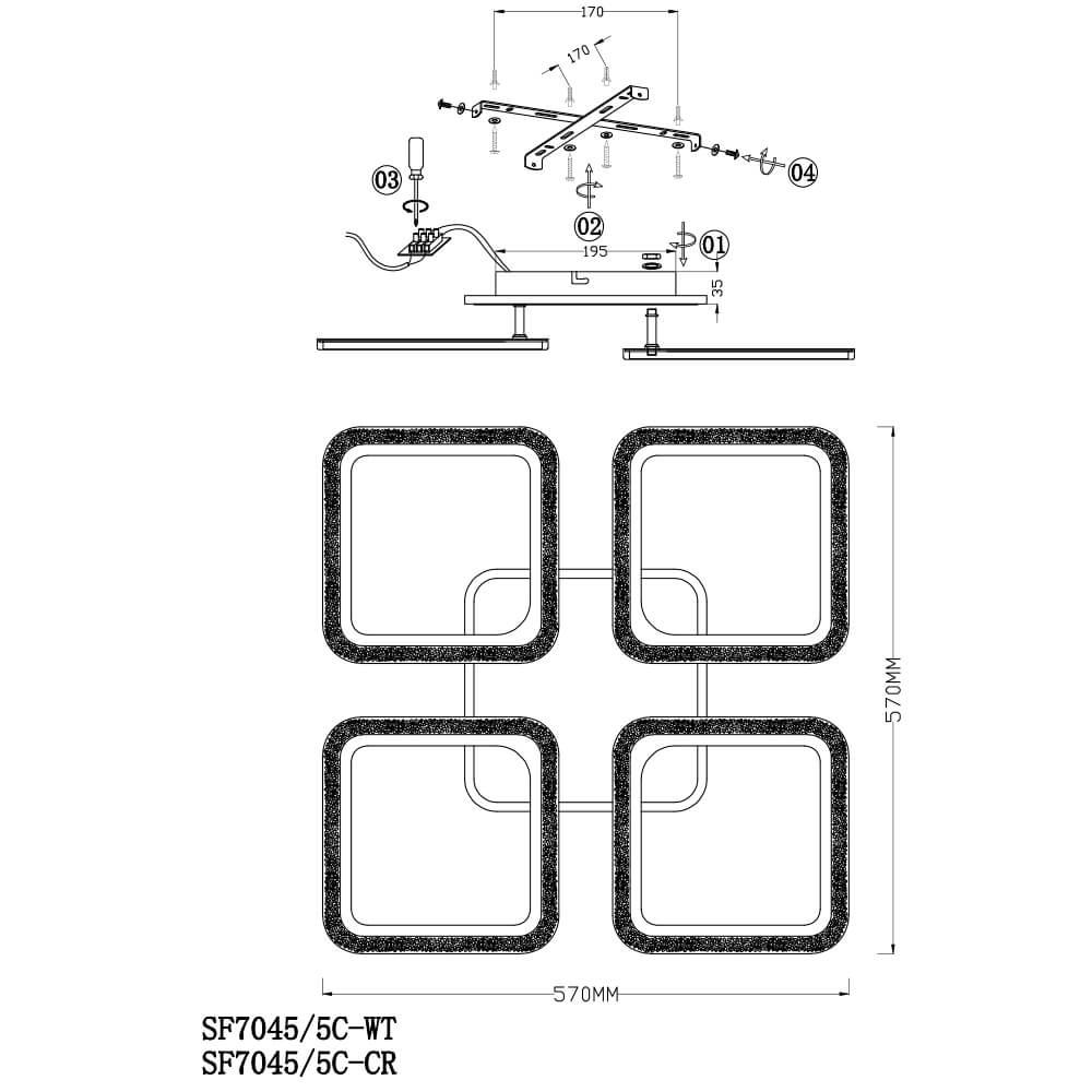 Потолочная светодиодная люстра Seven Fires Mals SF7045/5C-CR