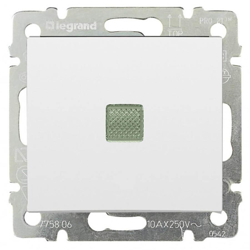 Переключатель одноклавишный на 2 направления Legrand Valena 10A 250V с подсветкой белый 774426