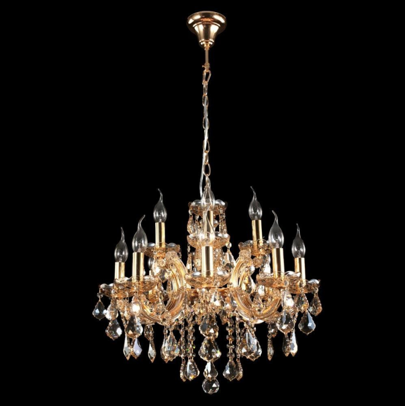 Подвесная люстра Crystal Lux Ines SP8+4 Gold/Amber