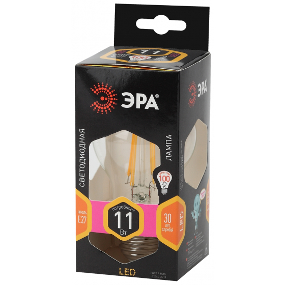 Лампа светодиодная Эра E27 11W 2700K F-LED A60-11W-827-E27 Б0035025