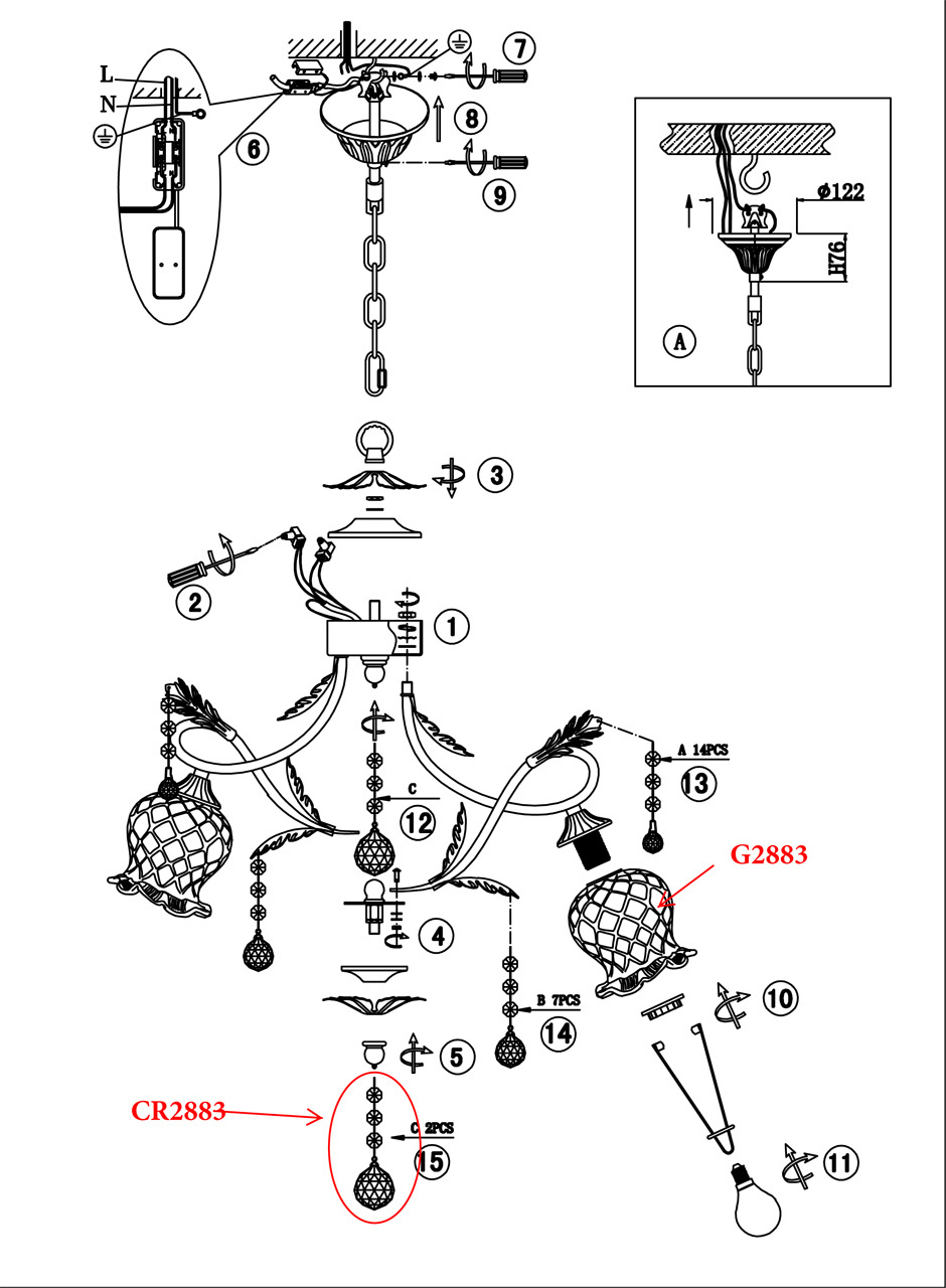 Подвесная люстра Odeon Light Timora 2883/7