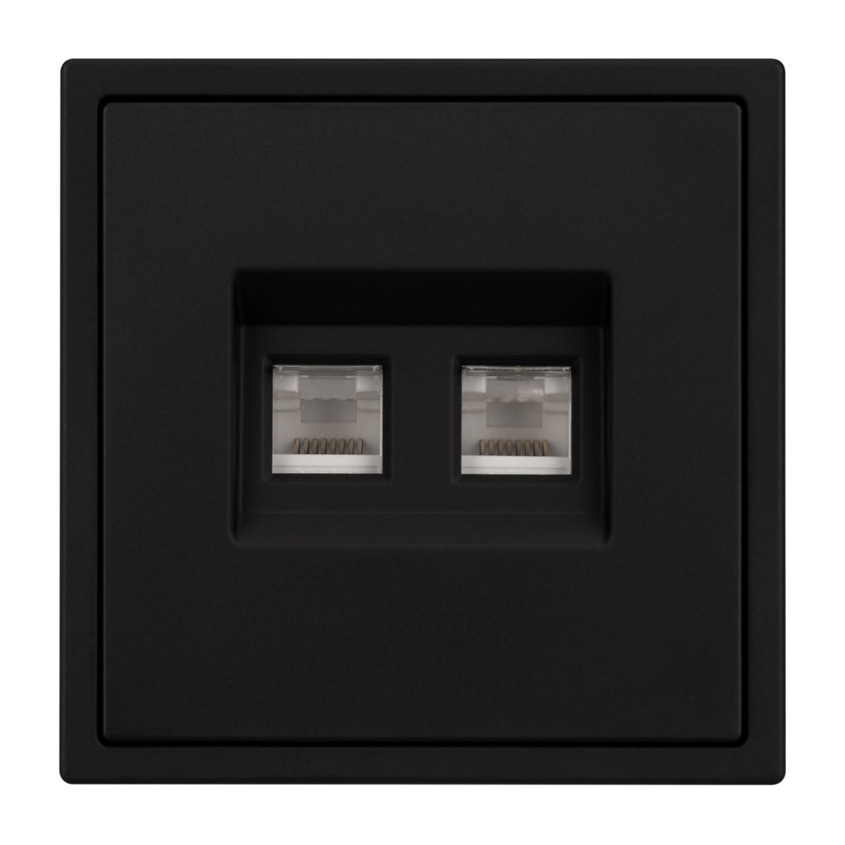 Розетка телефонная двойная софт-тач черный оникс Arlight SCT-MTL2-SFPL-BK (2хRJ-11, 4C) 054309(1)