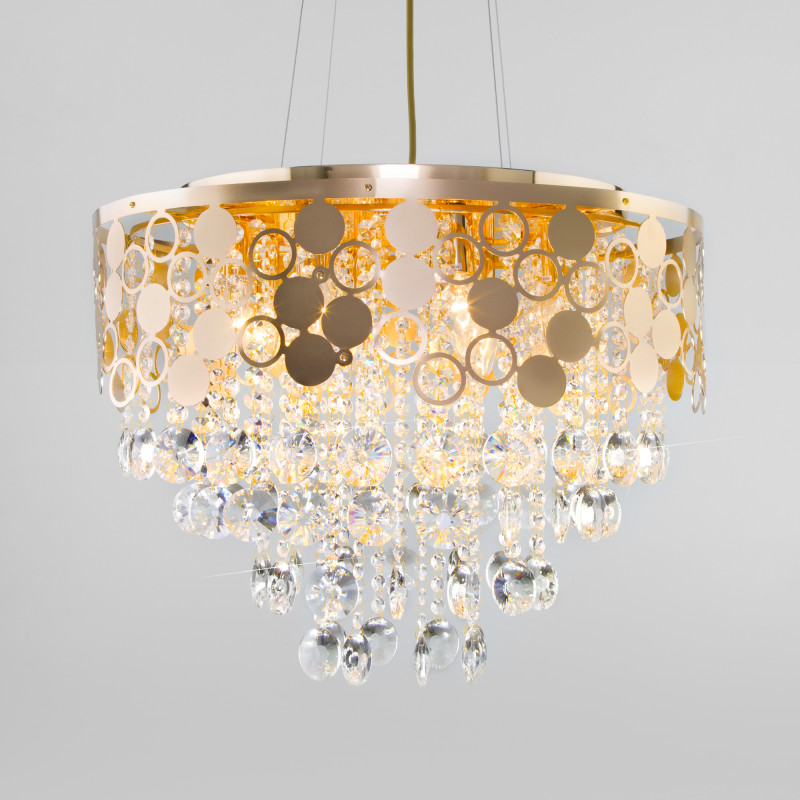 Подвесная люстра Eurosvet 10114/8 золото/прозрачный хрусталь Strotskis