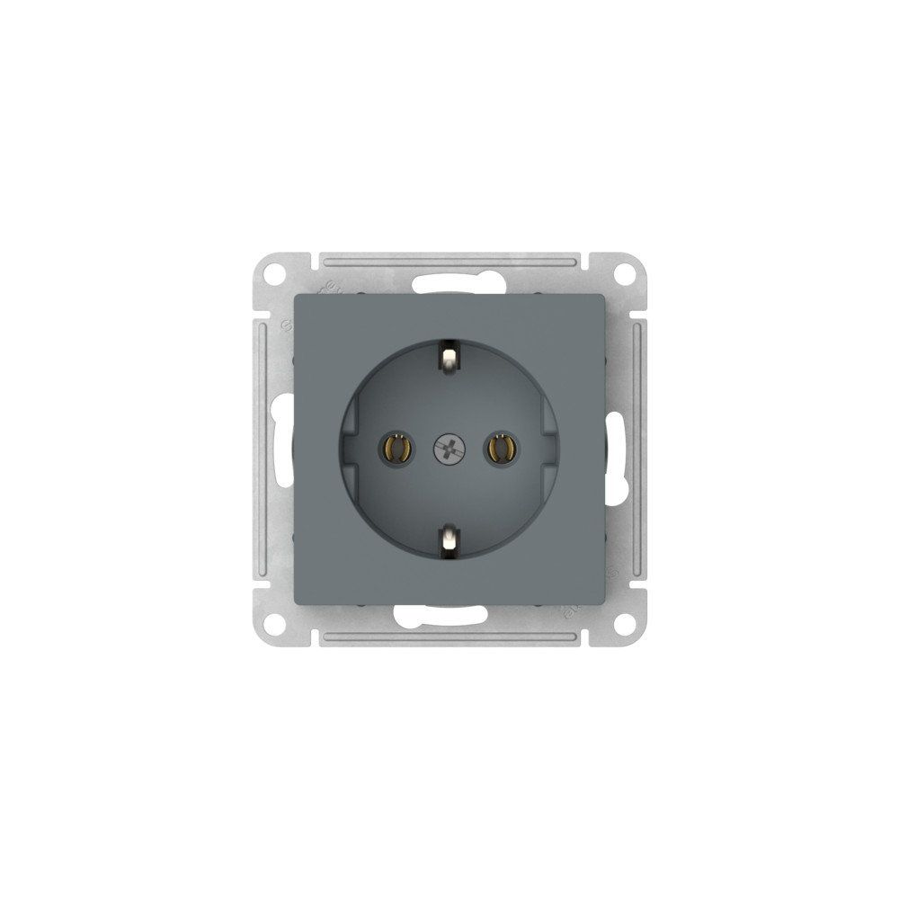 Розетка с заземлением, 16А, мех., быстрозажим. Клем Systeme Electric AtlasDesign Грифель