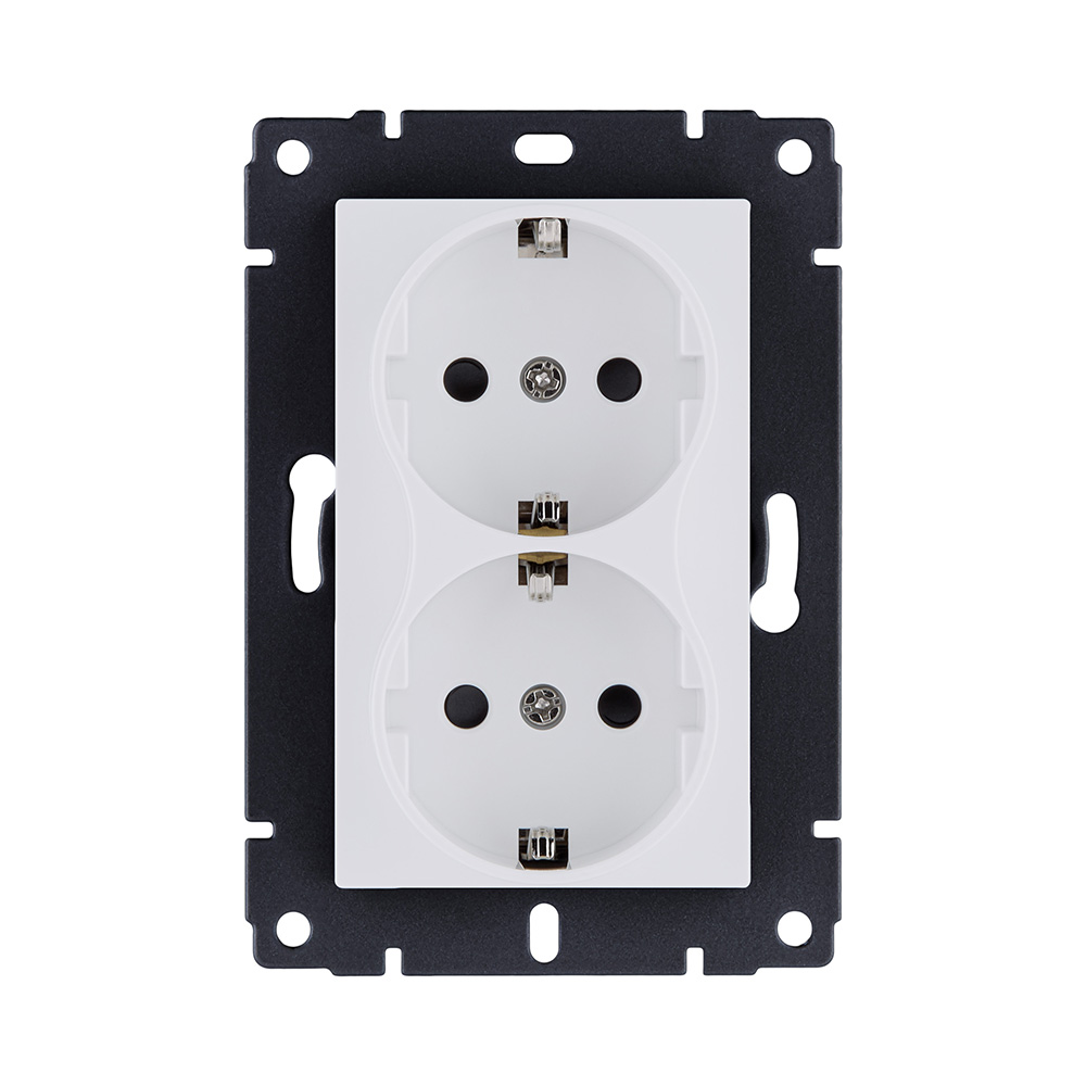 Розетка штепсельная SCHUKO двойная 16A/250 В, белый матовый Kollinger REA-032WM для Aspekt, Eleganz, Reflex