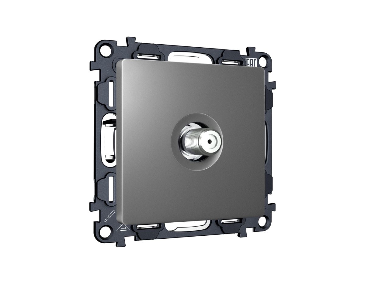 Комплект механизма TV розетки SAT 5-2400MHz 3.5dB Alfa Антрацит серый Quant Ambrella Volt MA663050 (AP6630, VM215)