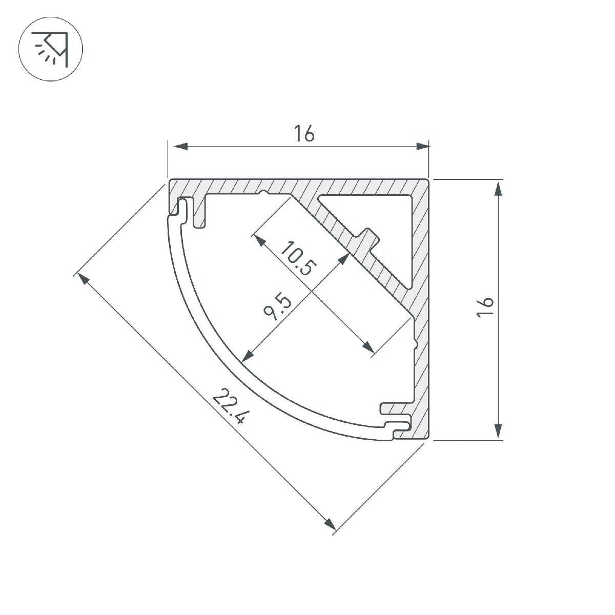 Профиль Arlight SL-KANT-H16-S10-2000 ANOD 053562