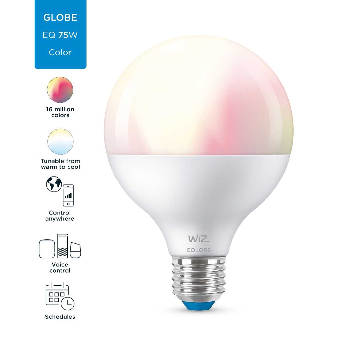 Умная светодиодная лампа Wiz Wi-Fi BLE75WG95E27922-65RGB1PF/6 E27 7W 2200/6500K 929002383902