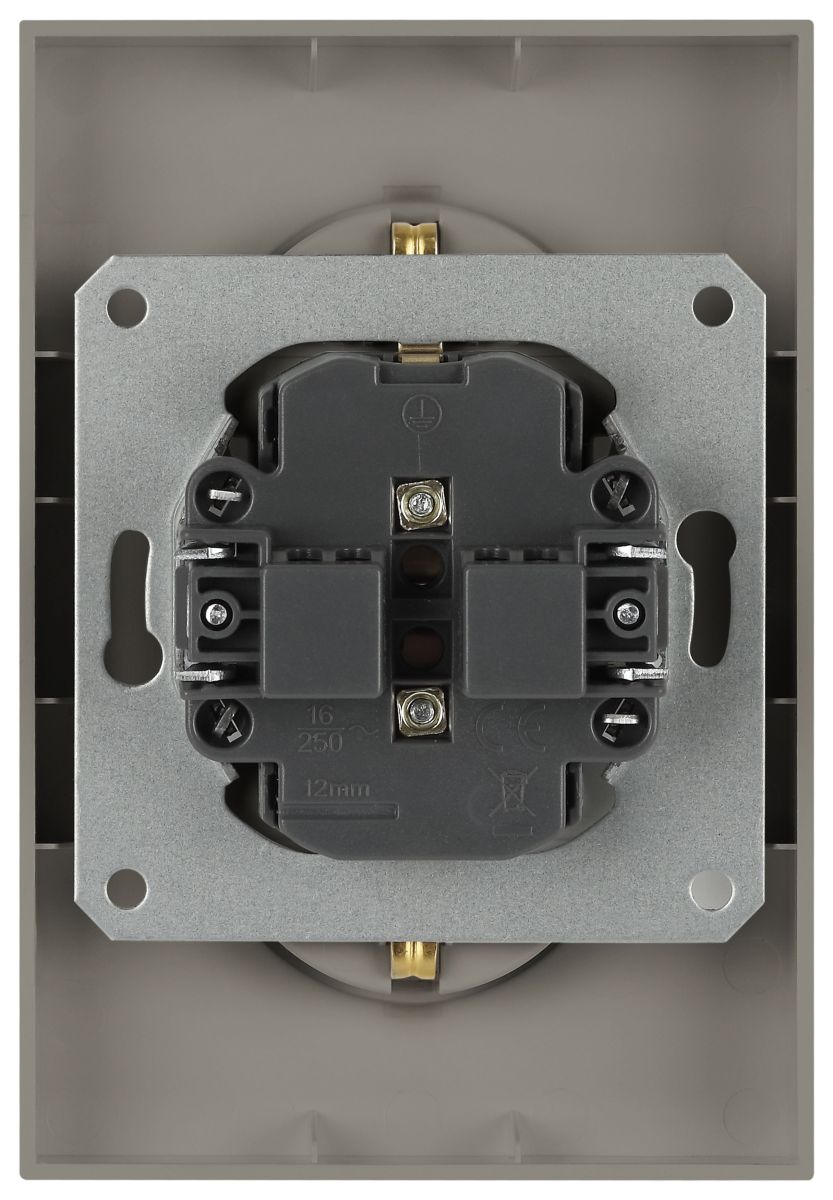 Розетка Эра Arktik 16-2105-07 двойная с заземлением 2X2P+E Schuko со шторками 16А-250В титан Б0070460