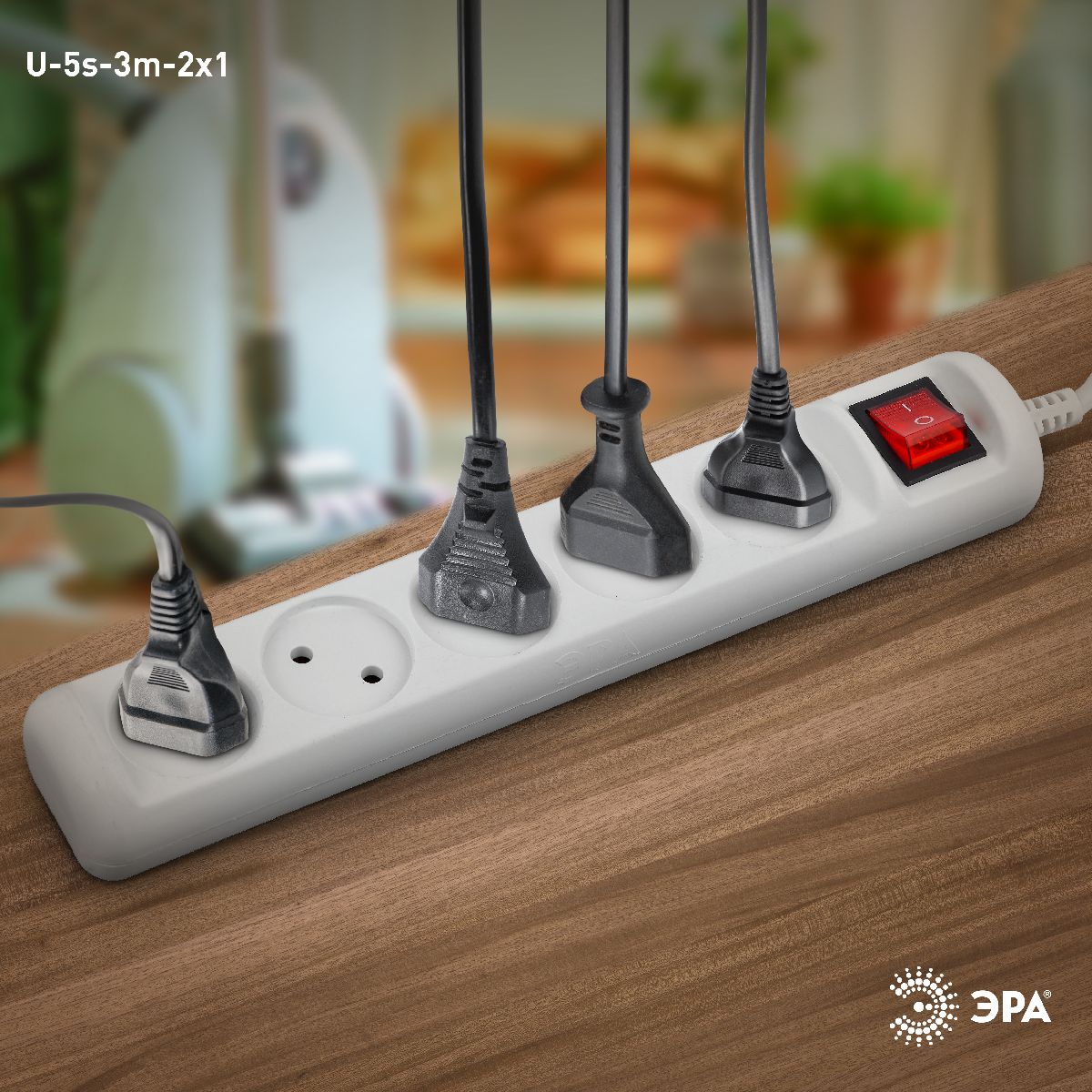 Удлинитель электрический Эра U-5s-3m-2x1 Б0044056