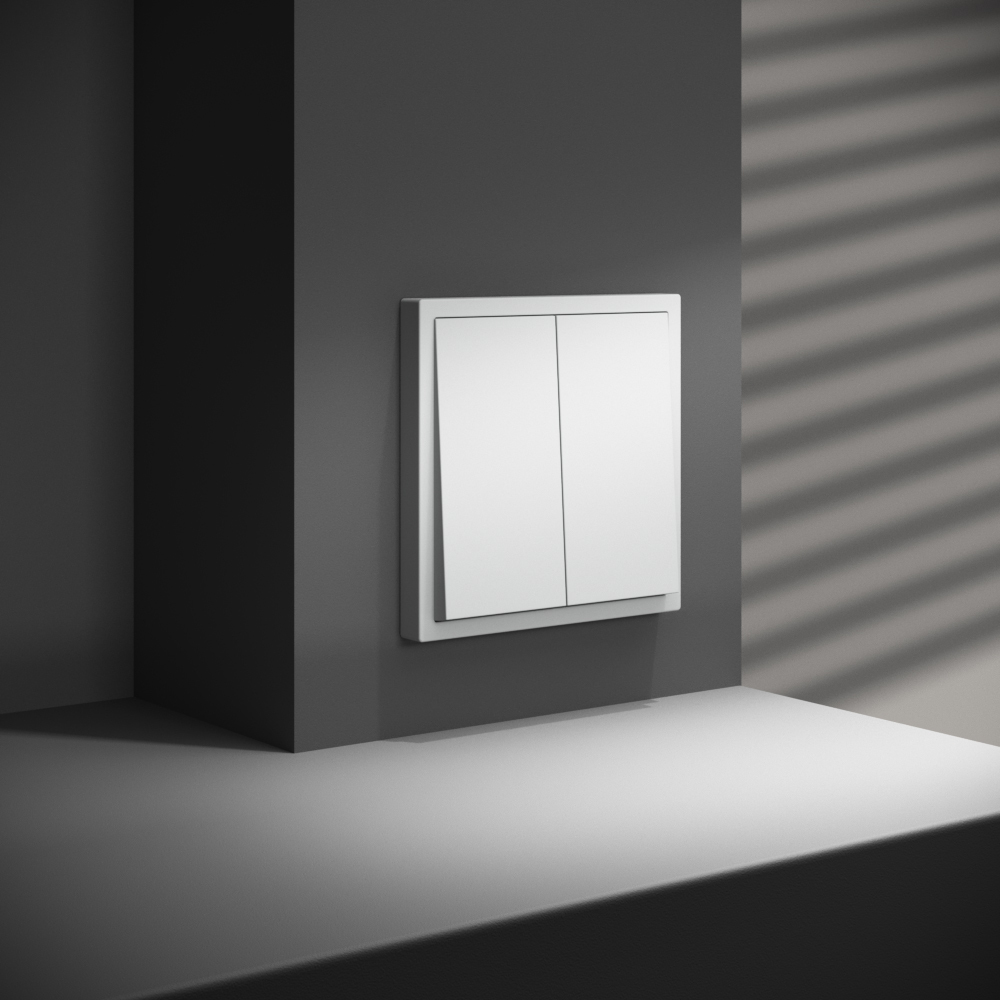 Перекрестный переключатель двухклавишный встраиваемый VOLTUM S70 VLS020502 (белый матовый)