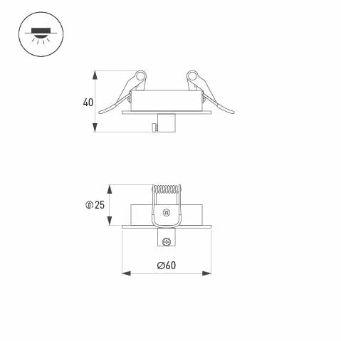 Чаша потолочная встраиваемая Arlight SPX-CANOPY-R60-C6.5 (BK) (Металл) 046019(1)