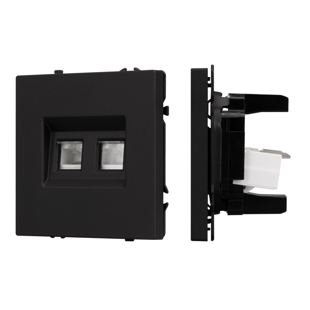 Механизм сдвоенной телефонной розетки Arlight SCT-NOBE-MTL2-SFPL-BK (RJ-11, 4C) (Черный оникс) 054309