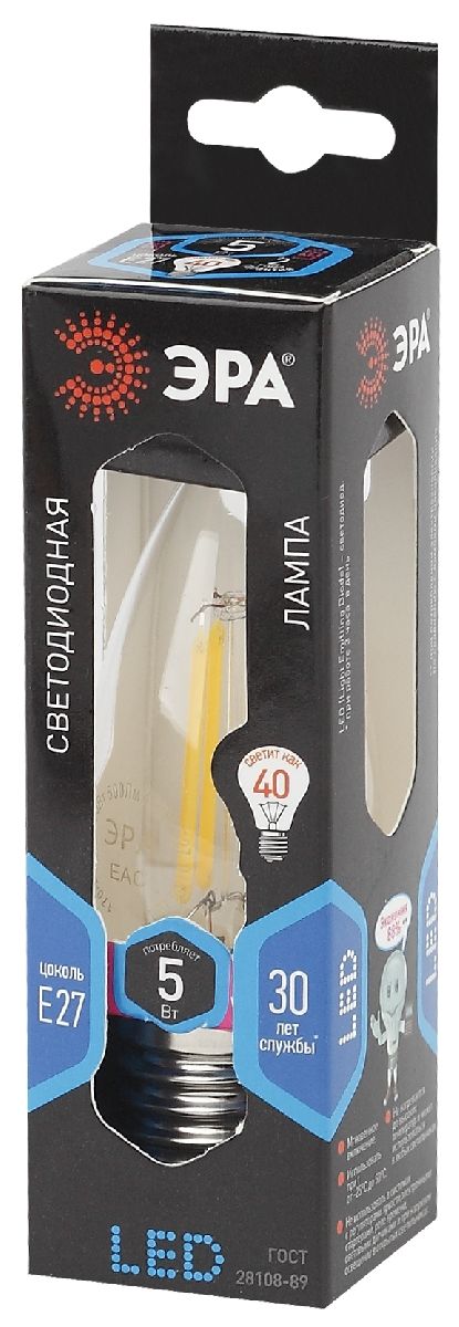 Лампа светодиодная Эра E27 5W 4000K F-LED B35-5W-840-E27 Б0027934