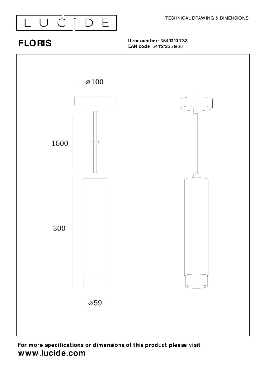 Подвесной светильник Lucide Floris 35413/01/33