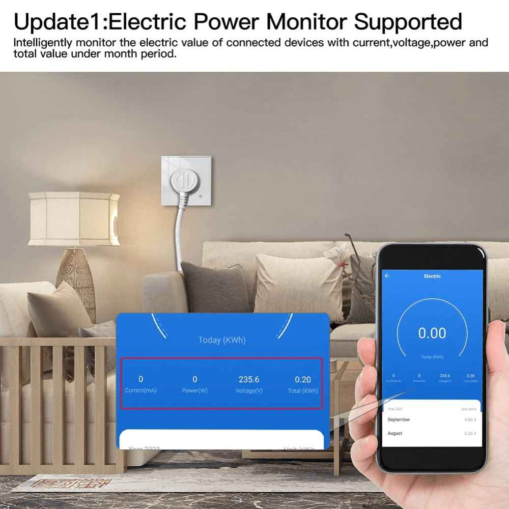 Розетка 1-пост. Moes Smart Socket Wi-Fi 95-250В 16А IP20 WK-EU