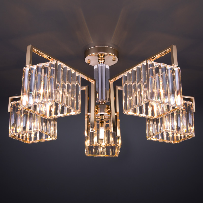 Потолочная люстра Eurosvet April 10117/5 золото/прозрачный хрусталь Strotskis