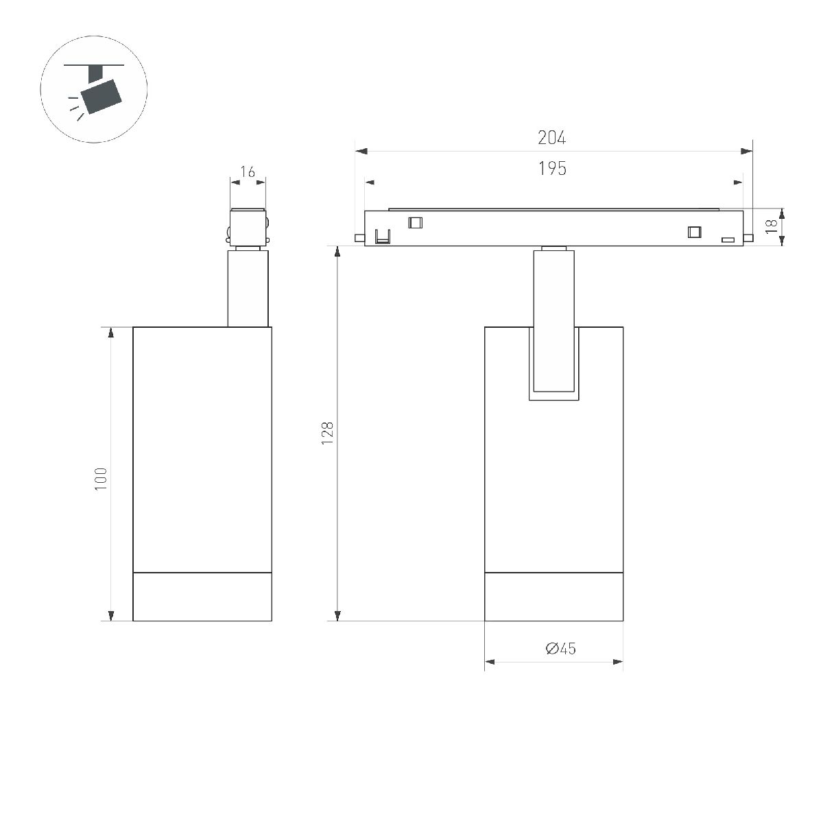 Трековый магнитный светильник Arlight MAG-ORIENT-SPOT-R45-12W Day4000-MIX (BK, 24 deg, 48V, DALI) 036742
