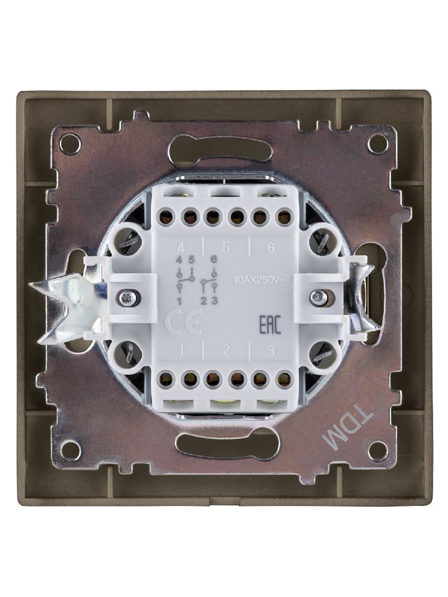 Выключатель двухклавишный на 2 направления Лама TDM Electric SQ1815-0707