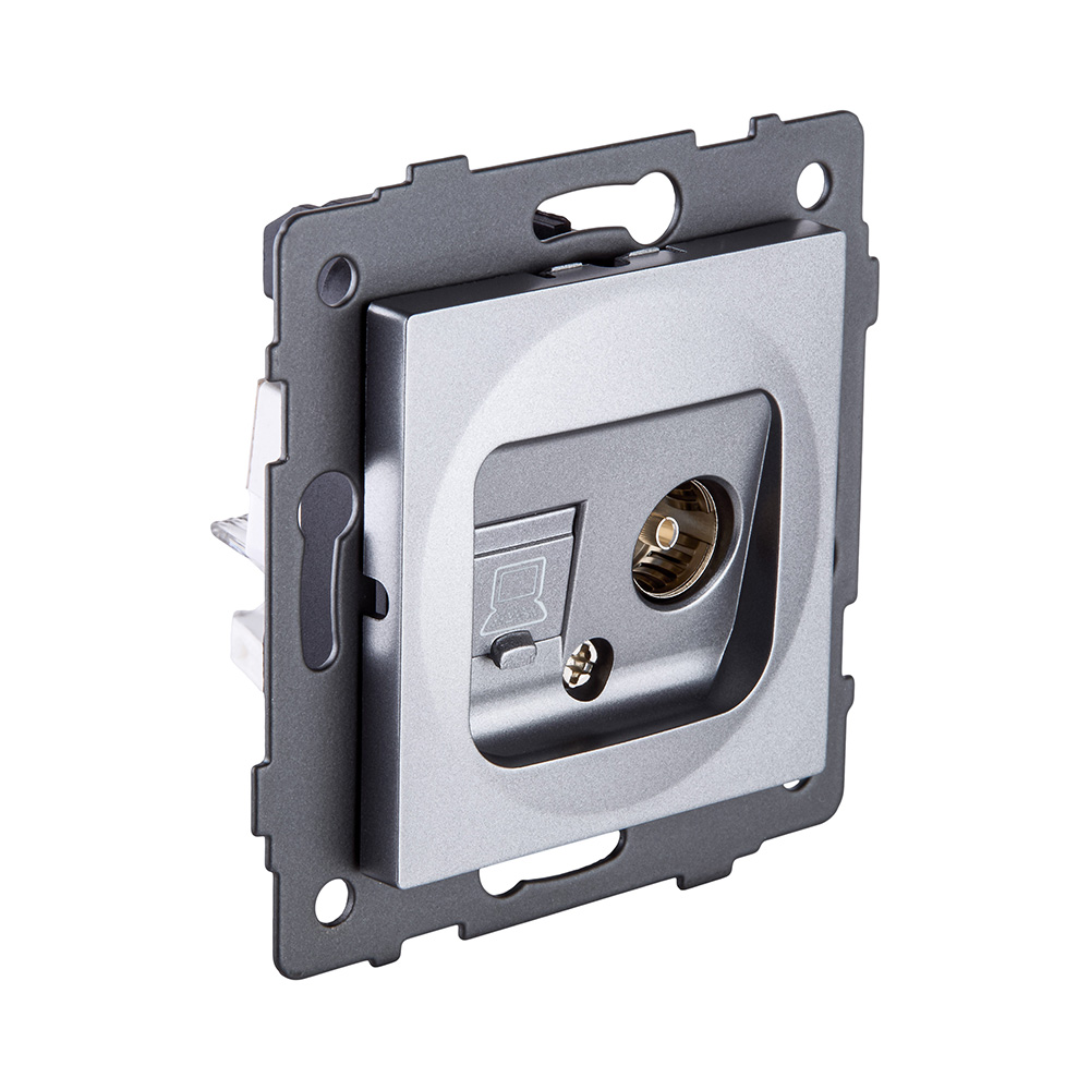 Розетка двойная TV (мама) + RJ45 Cat.6, серый Kollinger REA-021GY для Aspekt, Eleganz, Reflex