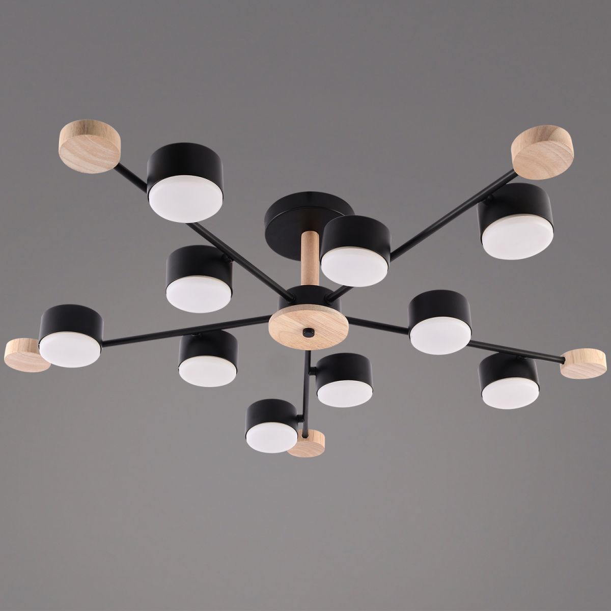 Люстра на штанге Reluce 03751-0.3-10 BK+WOOD GX53