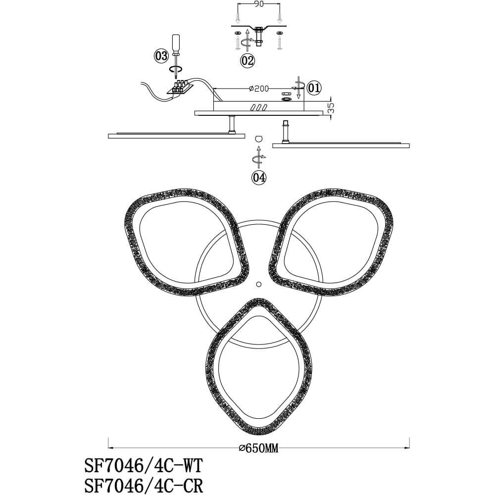 Потолочная светодиодная люстра Seven Fires Roddi SF7046/4C-CR