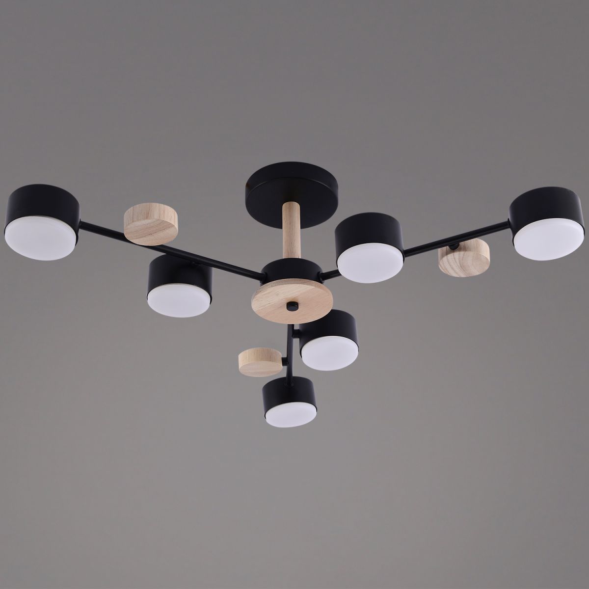 Люстра на штанге Reluce 03758-0.3-06 BK+WOOD GX53