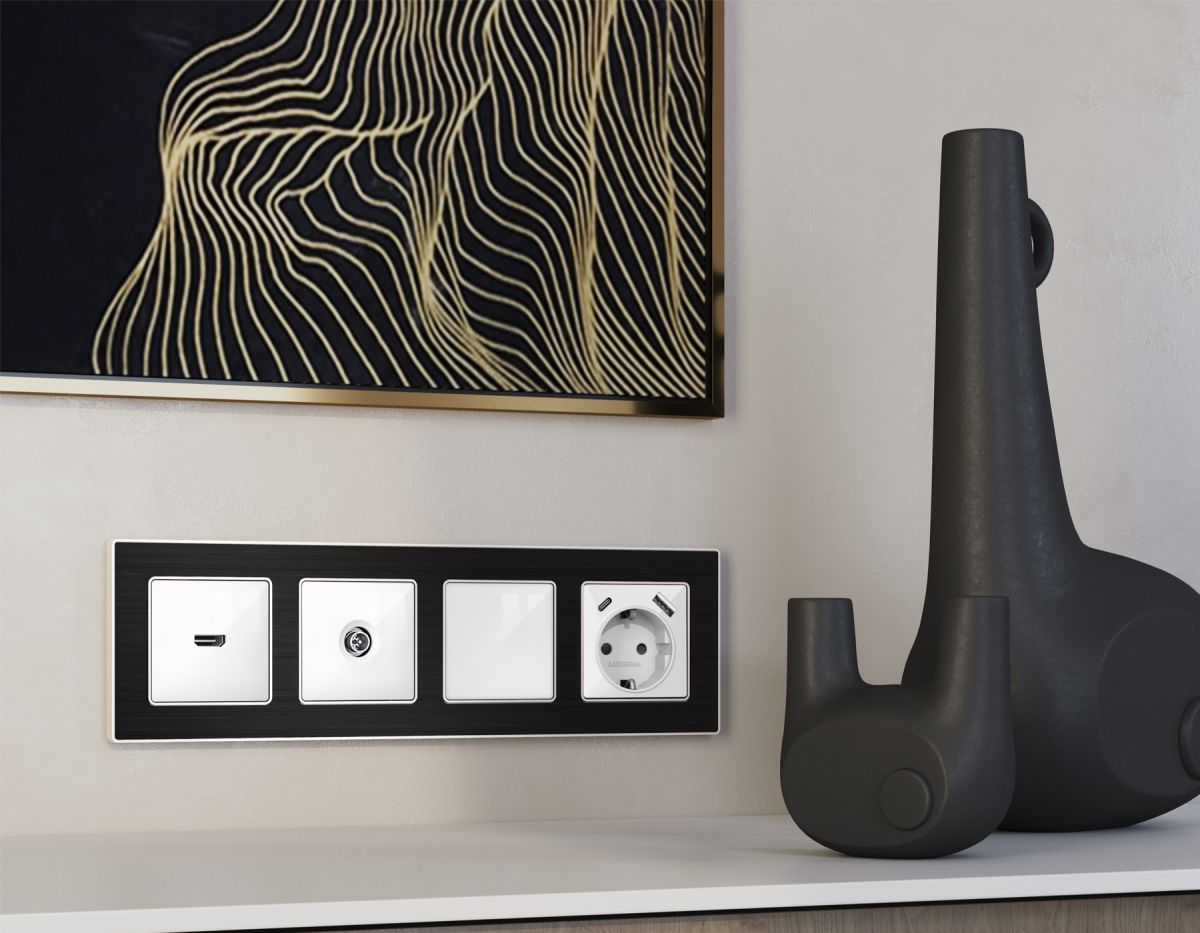 Комплект механизма TV розетки оконечной экранированной 5-1000MHz 3dB Alfa Белый глянец Quant Ambrella Volt MA113005 (AP1130, VM199)