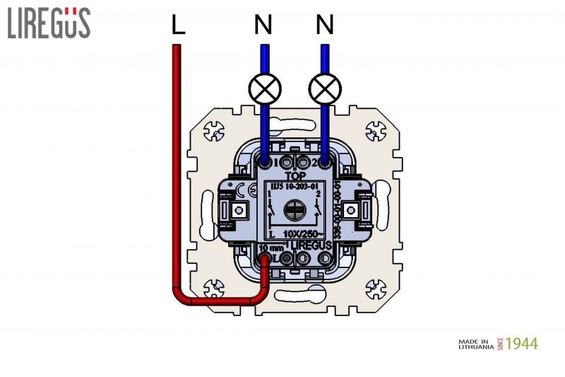 Выключатель двухклавишный импульсный Liregus Epsilon 28-1148