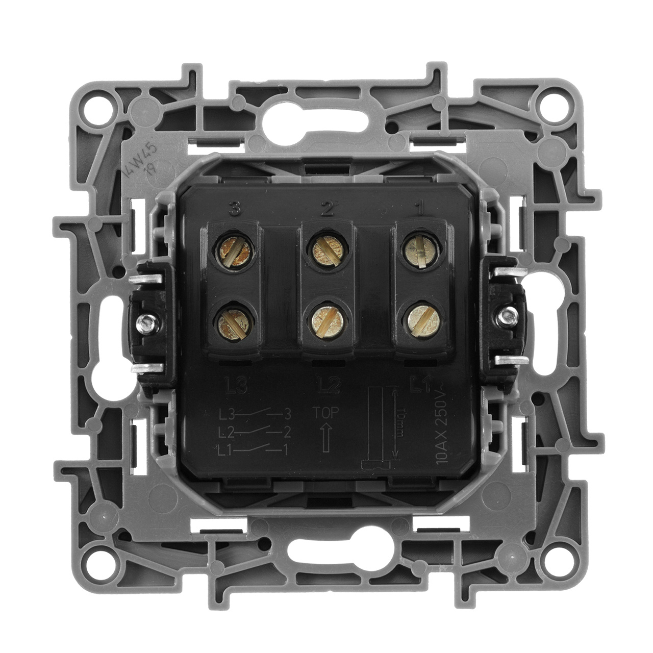 Выключатель трехклавишный Legrand Etika 10A 250V алюминий 672413