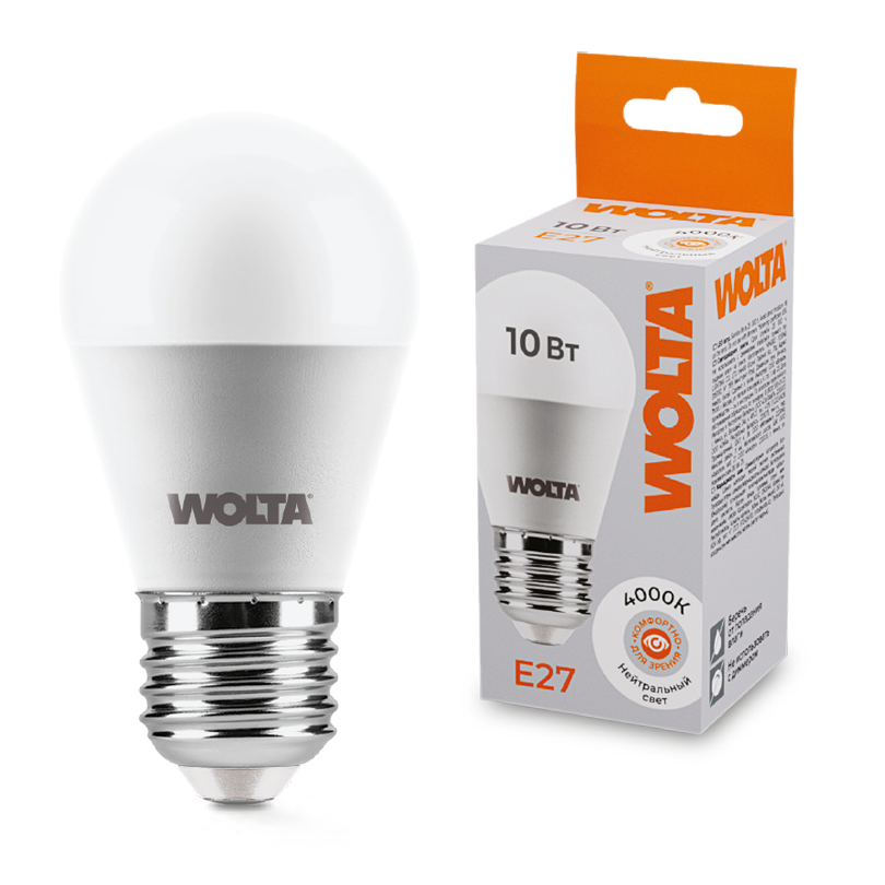 Светодиодная лампа WOLTA 10Вт 4000K E27 груша матовая 25S45GL10E27