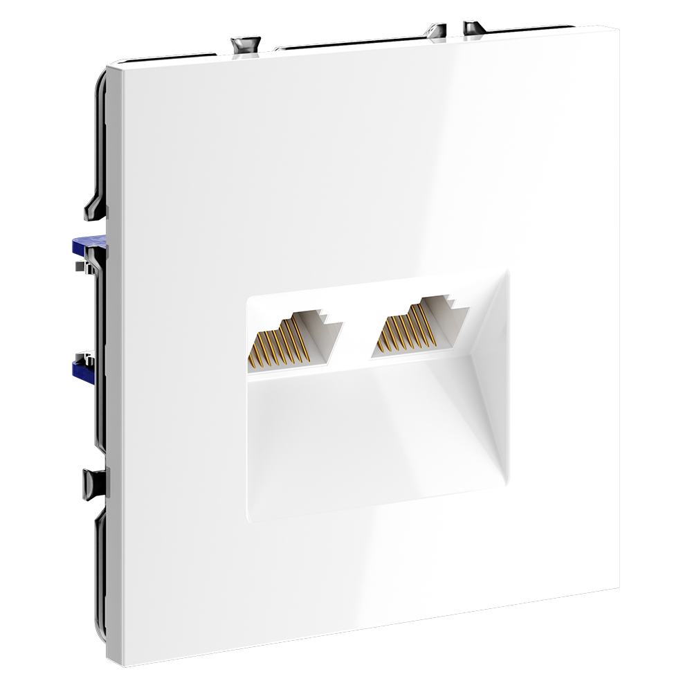 Розетка компьютерная двойная Voltum S70 VLS060201 (белый глянцевый)