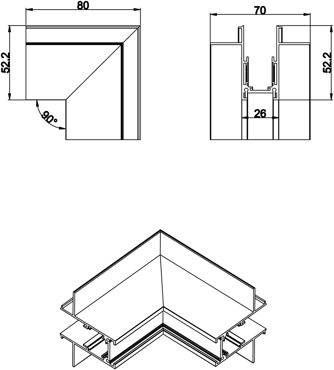 Внешний угол-соединитель для встраиваемого шинопровода Donolux Space-track System Outter corner InB M
