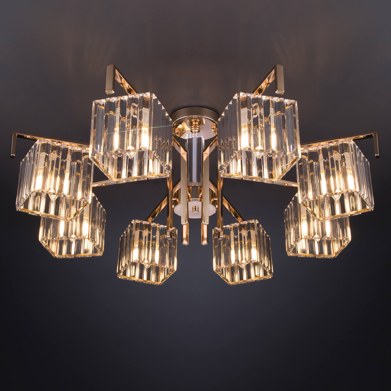 Потолочная люстра Eurosvet April 10126/8 золото/прозрачный хрусталь Strotskis Smart (10117/8)