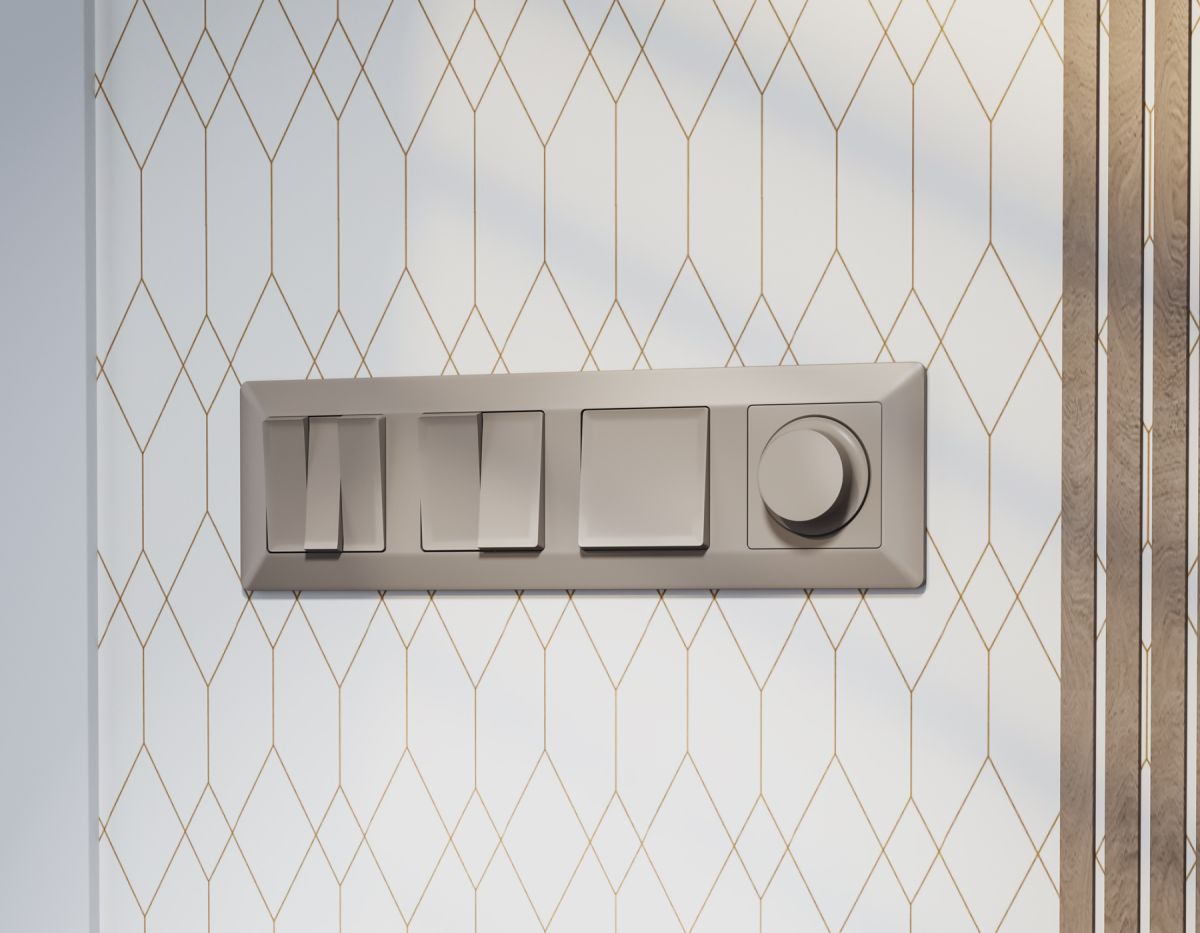 Комплект механизма 2-клавишного перекрестного выключателя 10A-250V Alfa Серо-бежевый матовый Quant Ambrella Volt MA363030 (AP3630, VM125)