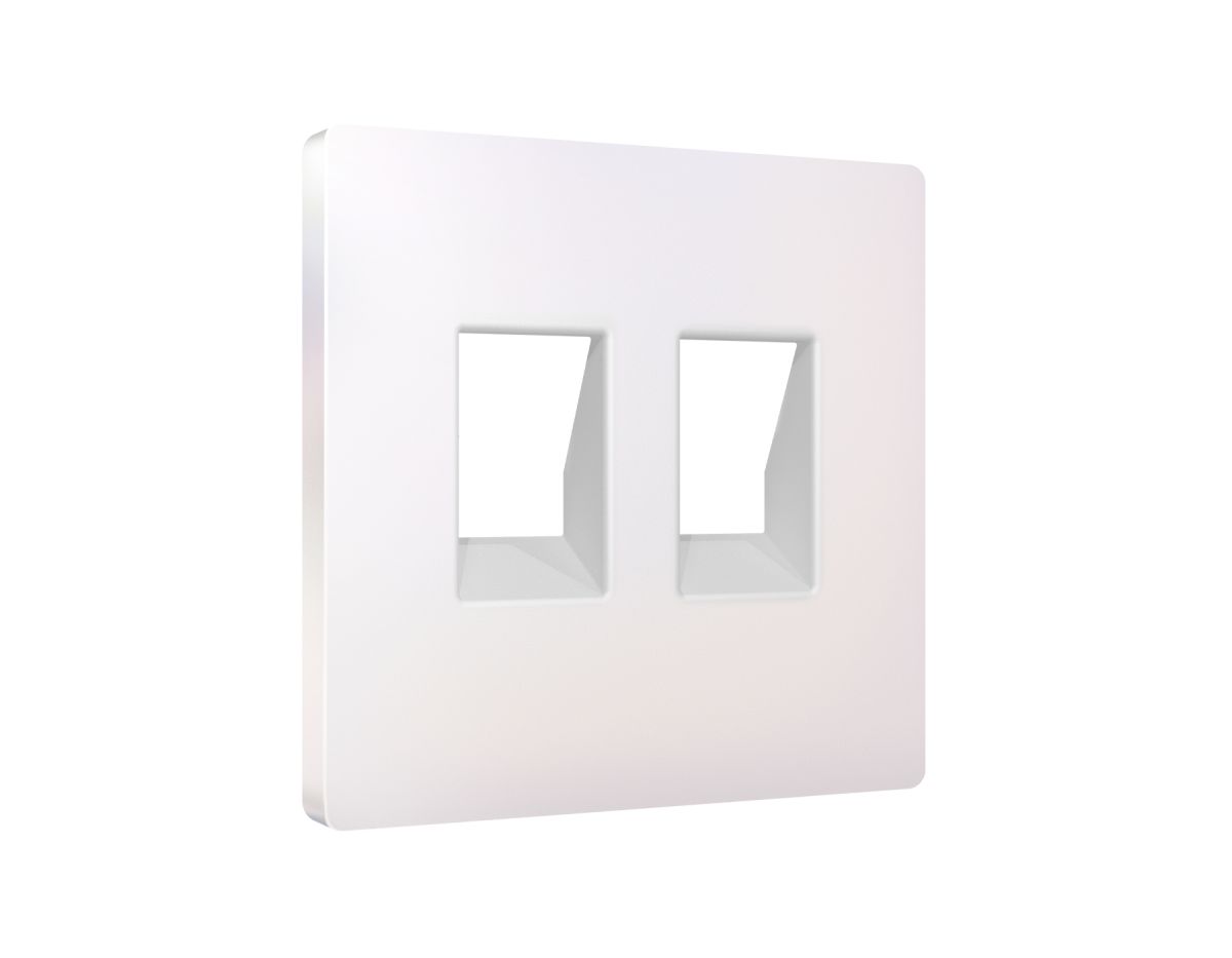 Лицевая панель Alfa (Жемчуг) для компьютерной/телефонной двойной розетки RJ-45/RJ-11 Quant Ambrella Volt AP2121