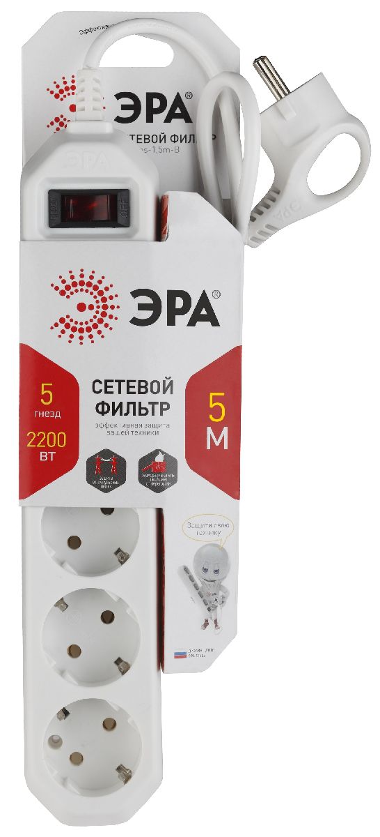 Сетевой фильтр Эра USF-5es-5m-W Б0019738